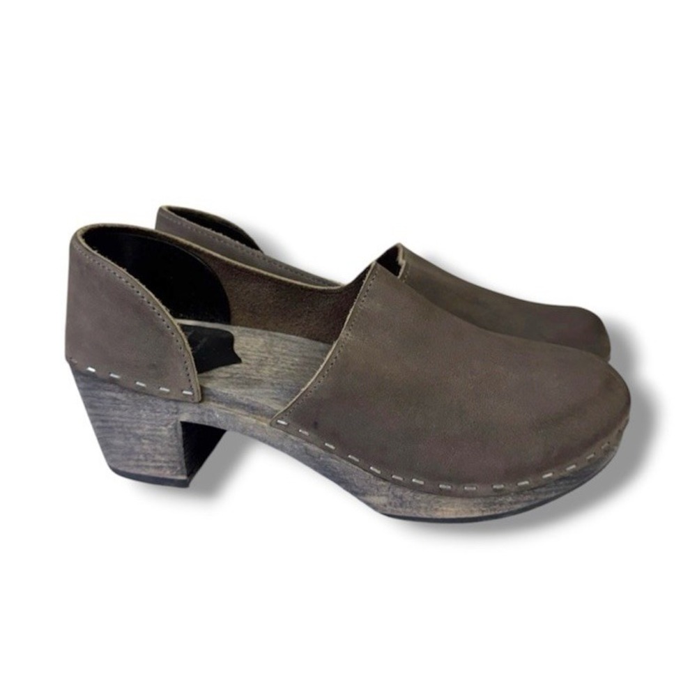 Sandgrens Swedish Clogs Taupe Gray Brett Nubuck Leather Women's Sz 40 EU 9.5 US